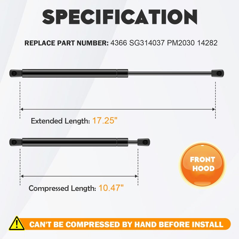 AEagle Front Hood Lift Supports Gas Springs Shocks Struts for 2002-2007 Liberty 4366 SG314037 - Image 2